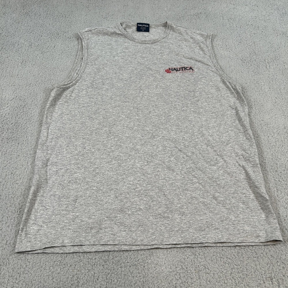 Nautica Shirt Mens Medium Gray Surf Invitational Sleeveless Tank Top Beach Logo